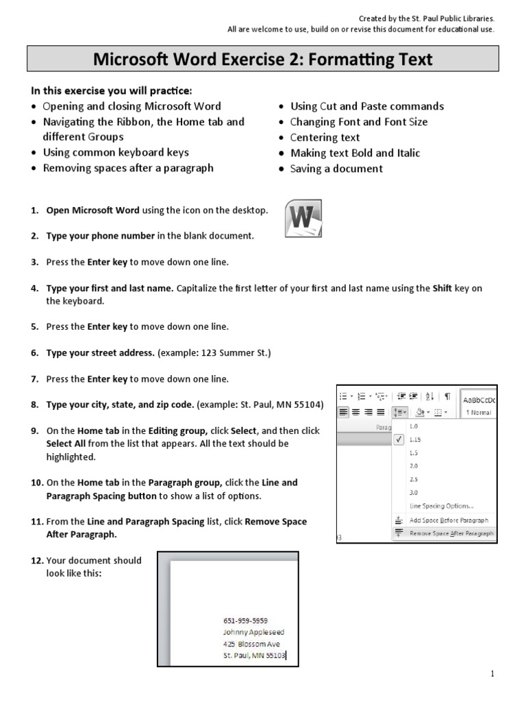 Word Exercise 2 | PDF | Microsoft Word | Computer Keyboard
