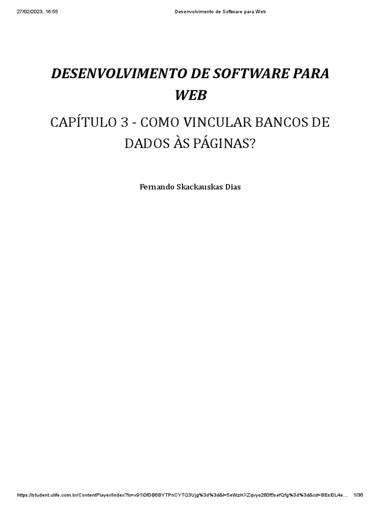 Desenvolvimento de software para web capitulo 3 como vincular bancos