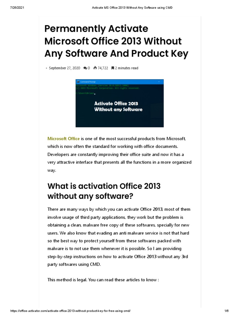 Activate MS Office 2013 Without Any Software Using CMD | PDF ...
