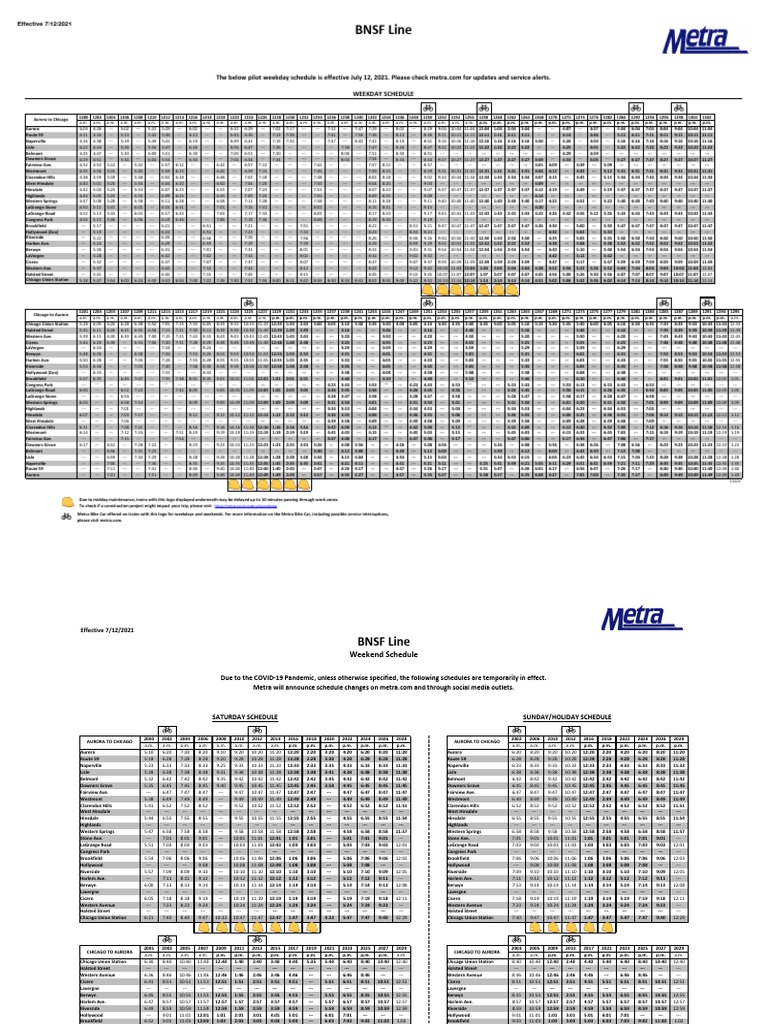 BNSF Line Weekday Schedule PDF Rail Transport