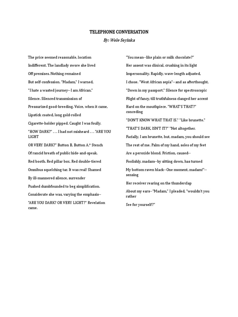 Telephone Conversation PDF