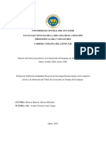 Universidad Central Del Ecuador Facultad Ciencias de La Discapacidad, Atención Prehospitalaria Y Desastres Carrera Terapia Del Lenguaje