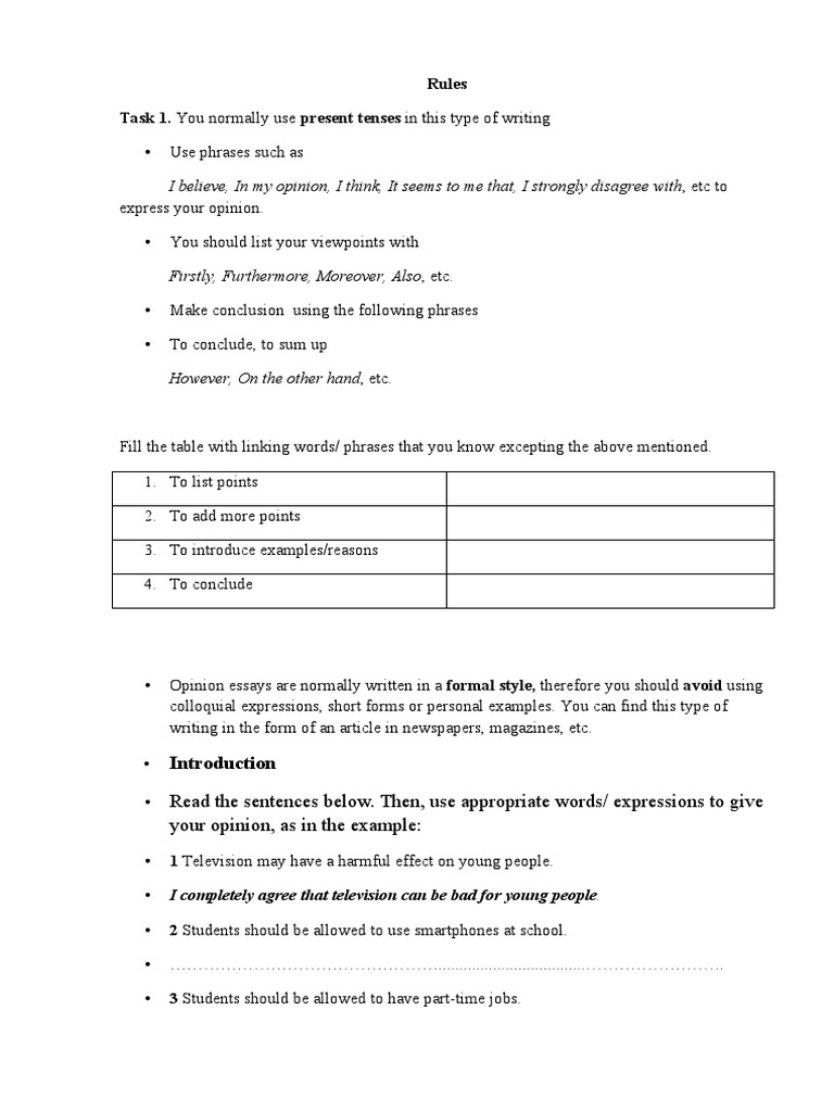 Handout For Opinion Essay..... | PDF | Ellipsis | Essays