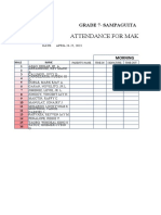 Attendance For Makeshift: Grade 7-Sampaguita