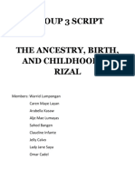 Group 3 Script The Ancestry, Birth, and Childhood of Rizal