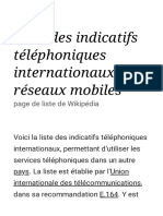 Liste Des Indicatifs Téléphoniques Internationaux Des Réseaux Mobiles