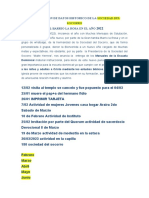 Recopilaciòn de Datos Historico de La Sociedad Del Socorro Del Barrio La Rosa en El Año