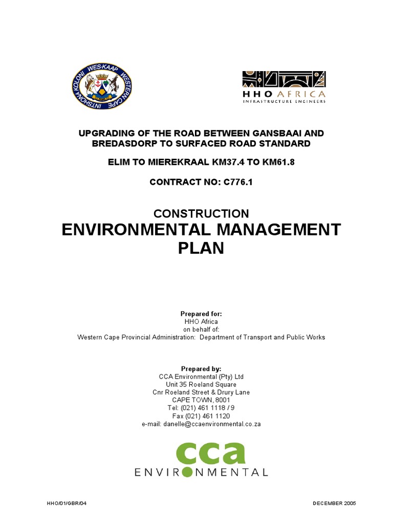 Environmental Management Plan: Construction | PDF | Surface Runoff ...