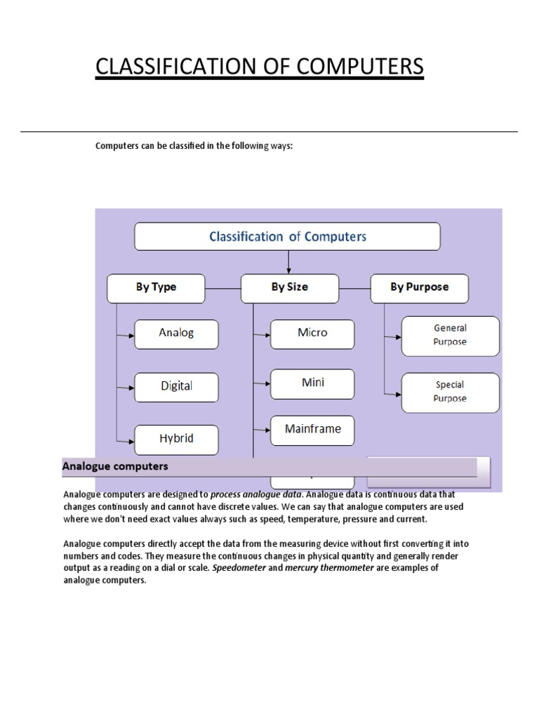 classification of computer | PDF | Mainframe Computer | Personal Computers