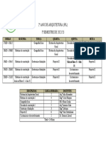 Horário 2o Ano Arquitetura 1o Semestre