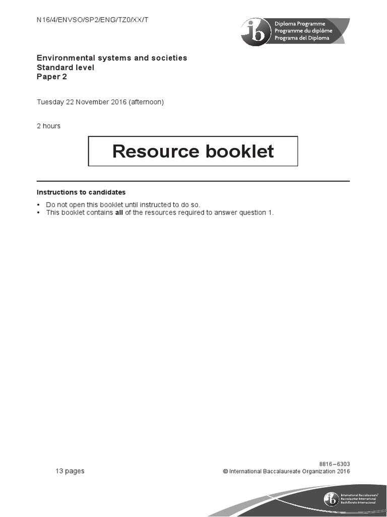 Resource Booklet - Nov 2016 SL Paper 2 | PDF | Physical Geography ...