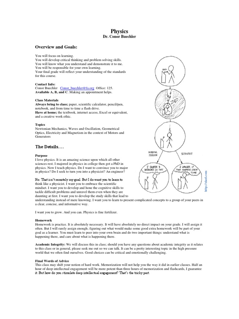 Physics Course Overview and Goals | PDF | Test (Assessment ...