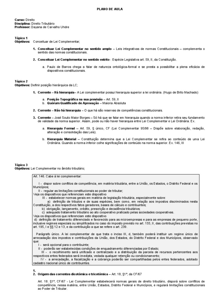 Lei Complementar no Direito Tributário | PDF | Constituição | Governança