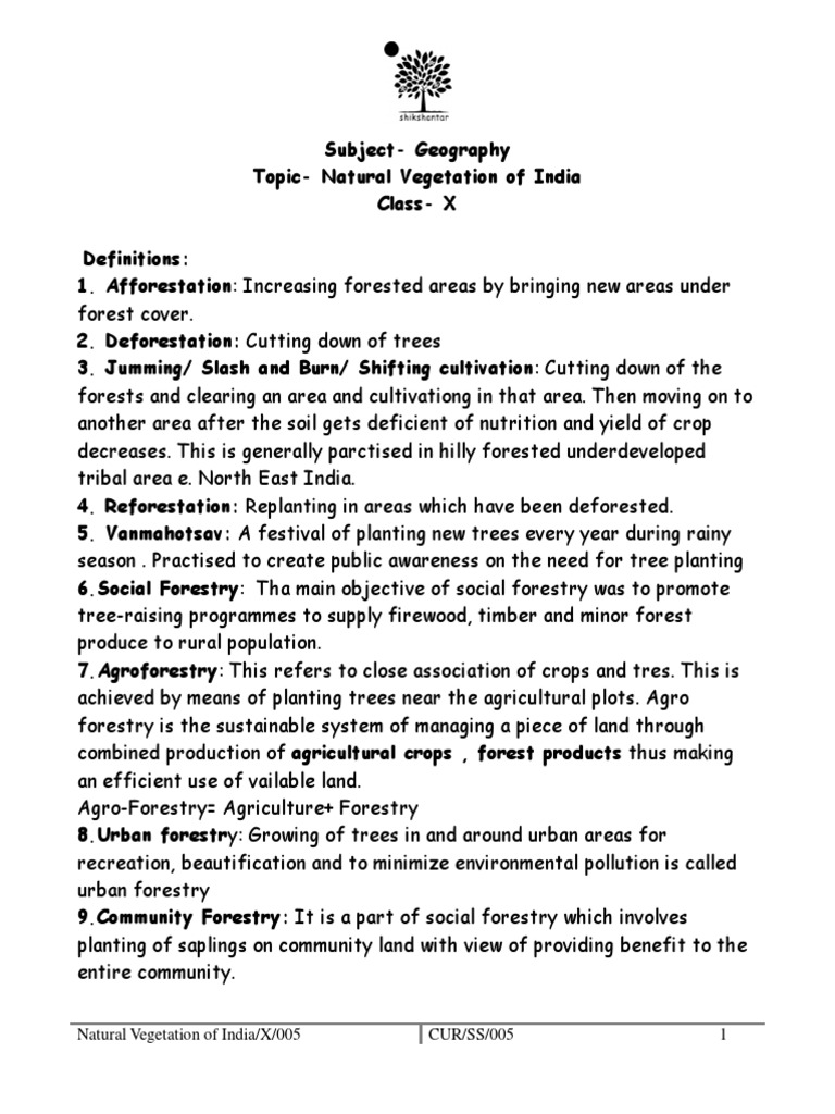Natural Vegetation of India Explained | PDF | Forests | Forestry
