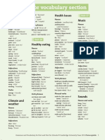 Wordlist For Vocabulary Section: Geography Health Issues Music