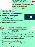 Elemente de Analiză Dimensională Şi Teoria Similitudinii