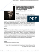 La Pregunta Por El Fundamento Como Pregunta Por El Pensar en Martin Heidegger, Una Relectura A Partir de "La Proposición Del Fundamento" e "Introducción A La Metafísica" - Mag. Gianfranco Cattaneo