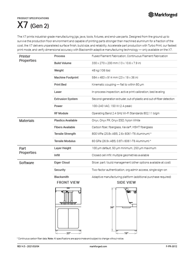 Printer Properties Product Specifications PDF Fibers Fiberglass