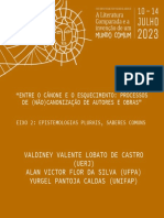 Entre O Cânone E O Esquecimento: Processos de (Não) Canonização de Autores E Obras