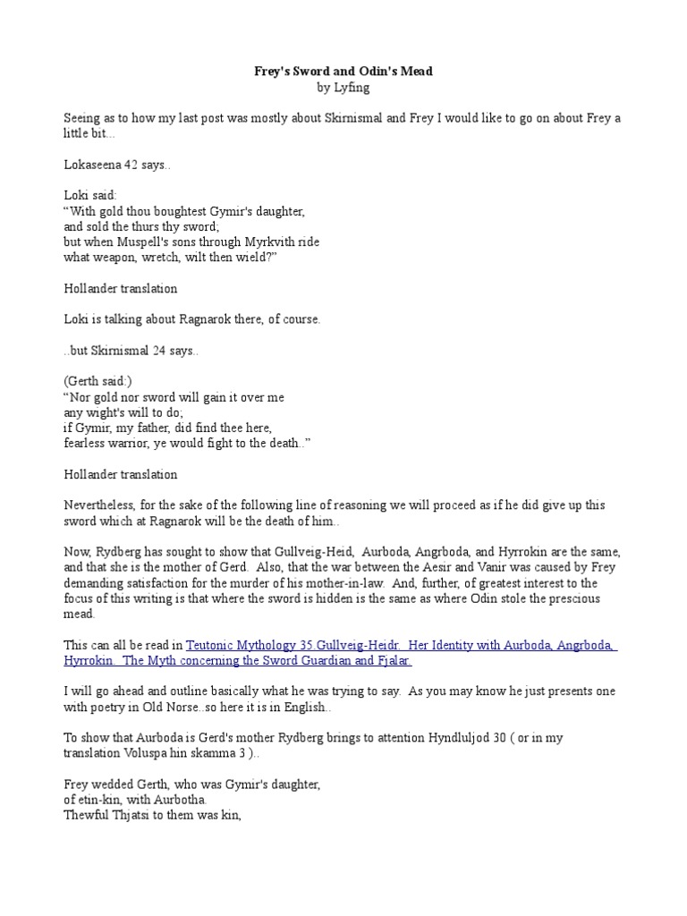 Frey's Sword and Odin's Mead PDF Germanic Paganism Norse Mythology