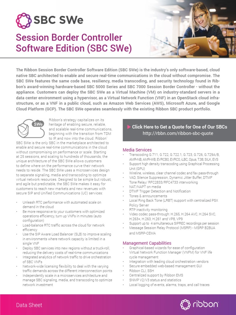 Ribbon SBC Software Edition (SWe) Data Sheet PDF Session Initiation