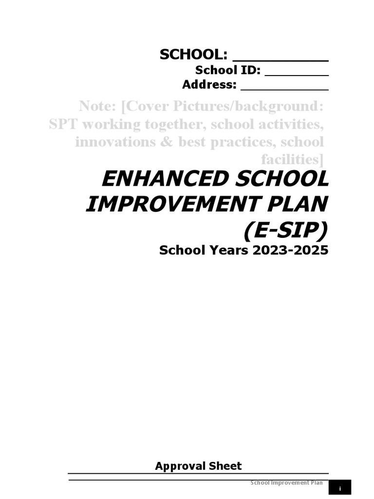 SIP Design Template 2023 2025 PDF Learning Governance