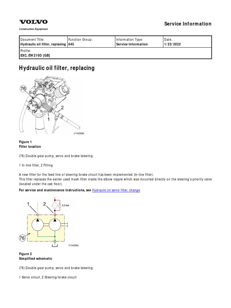 Hydraulic Oil Filter Replacement Guide | PDF