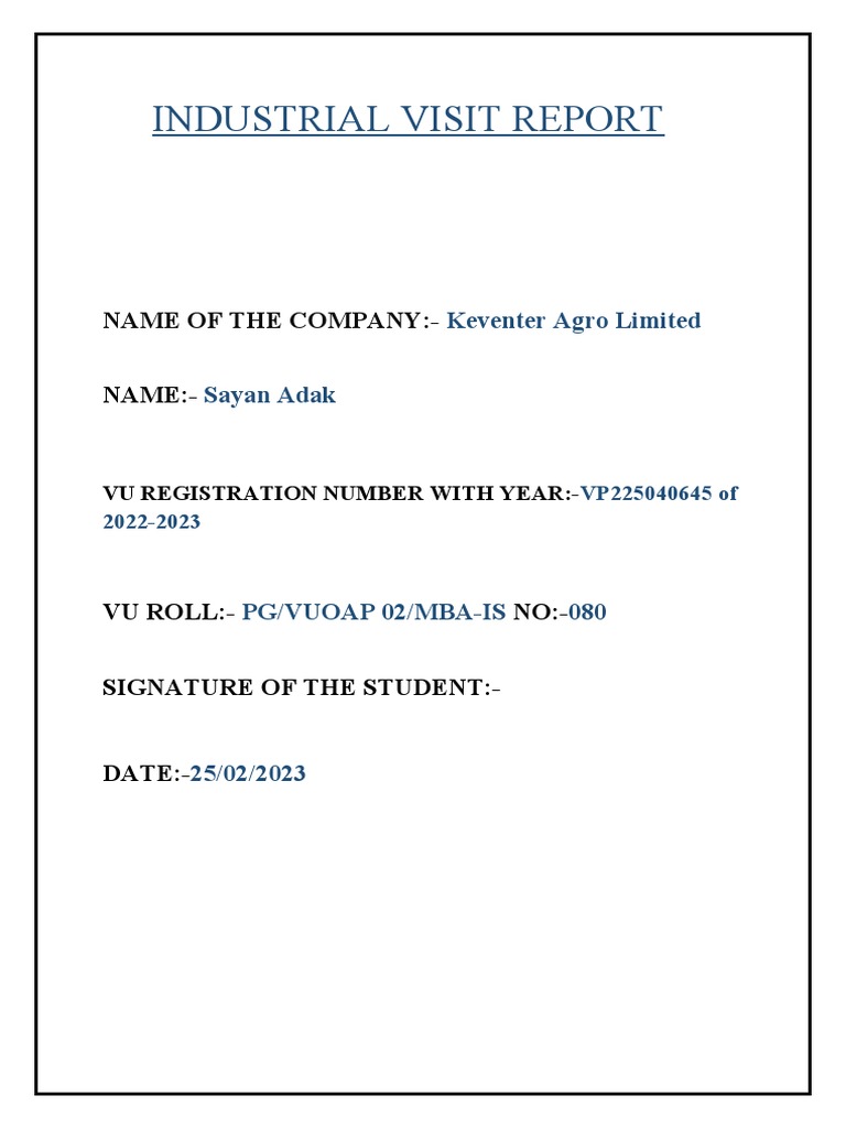 Industrial Visit Report PDF Brand Retail