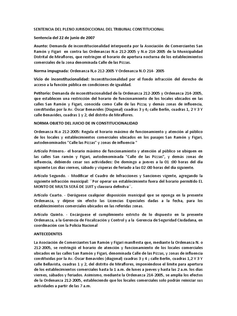 Sentencia Del Pleno Jurisdiccional Del Tribunal Constitucional | PDF