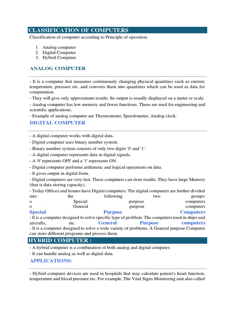 Basic Computer Notes 4 | PDF | Personal Computers | Supercomputer