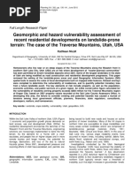 Geomorphic and Hazard Vulnerability Assessment of Recent Residential Developments on Landslide Prone Terrain the Case of the Traverse Mountains Utah USA