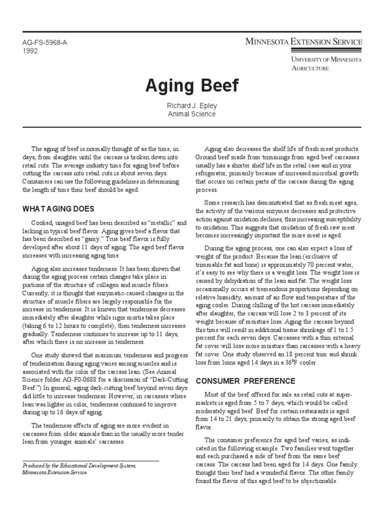 Aging Beef PDF Beef Meat