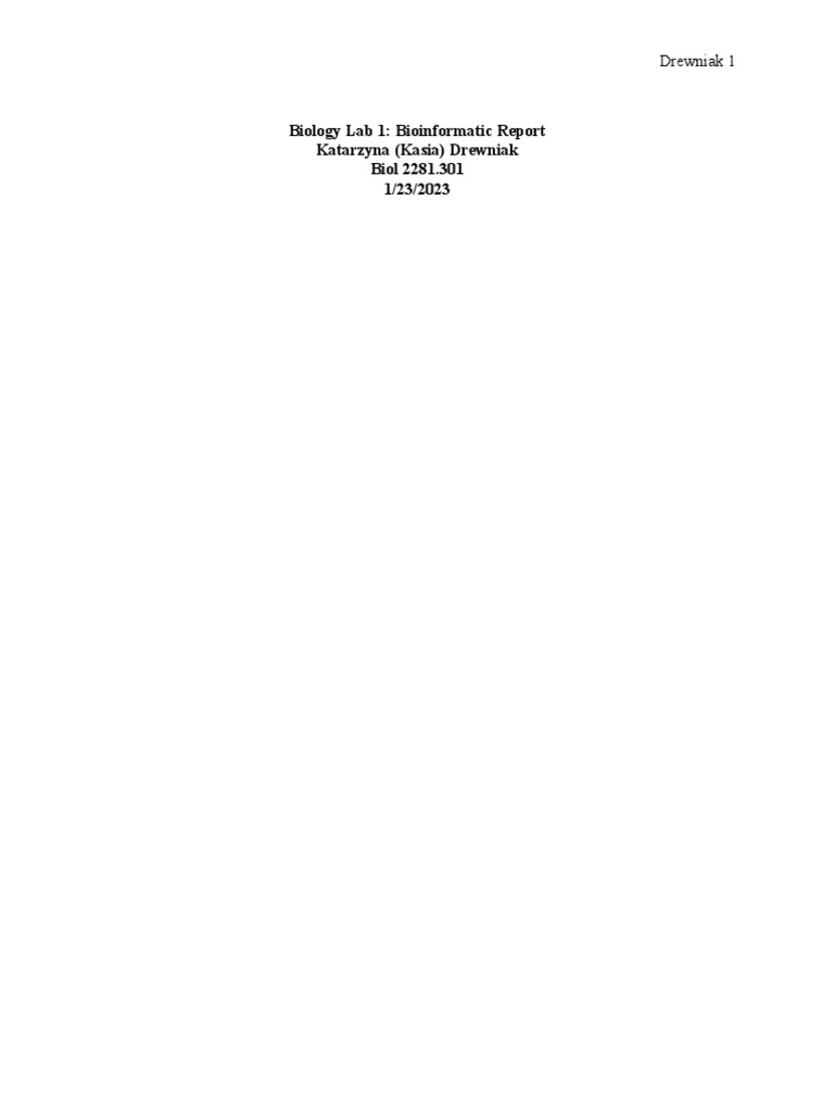 Bioinformatics Lab Report on Hemoglobin | PDF | Intron | Dna Sequencing