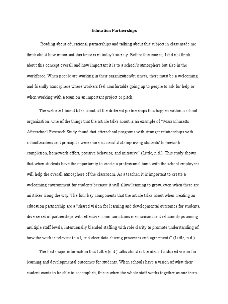 Education Partnerships Pdf Teachers Schools