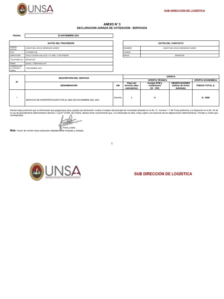 Anexo 3 - Declaracion Jurada de Servicios | PDF | Gobierno