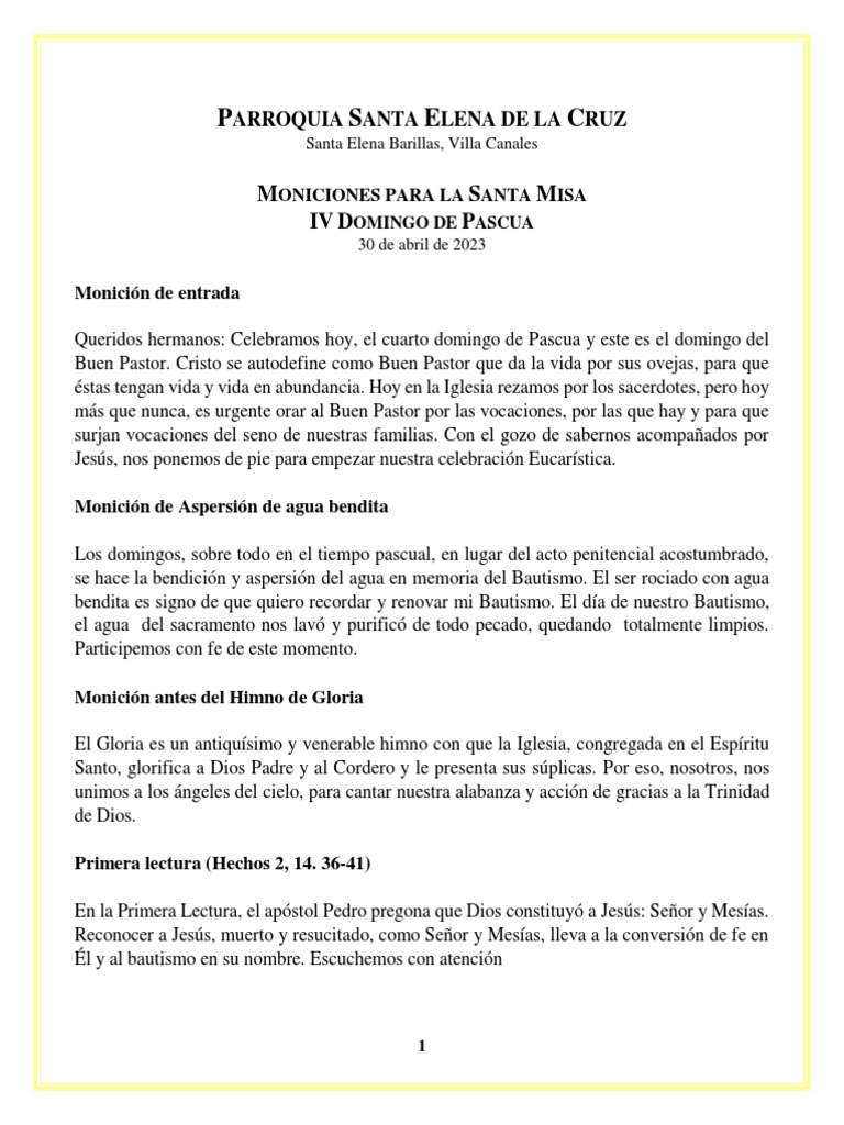 Iv Domingo De Pascua Pdf Misa Liturgia Eucaristía
