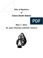 Clare Anah Baker: Rite of Baptism of