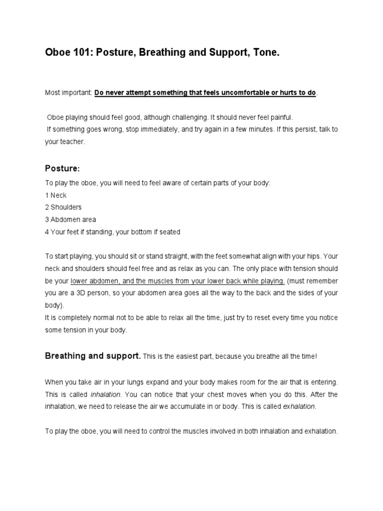 Oboe 101 Posture Breathing and Support T PDF