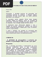 ATIVIDADE DO PSICANALISTA NÃO É EXCLUSIVA DE MÉDICOS E PSICOLOGOS