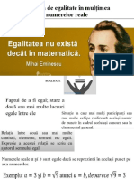 Realația de Egalitate În Mulțimea Numerelor Reale