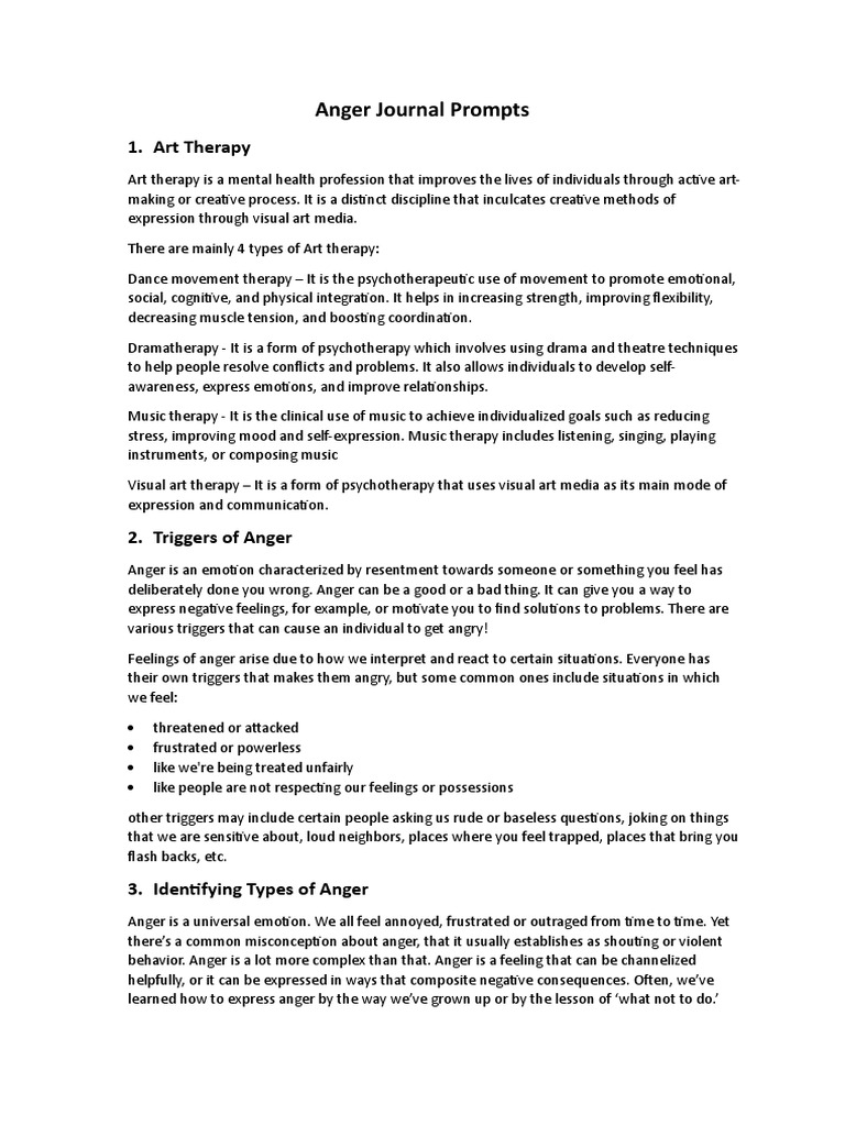 Anger management journal prompts for self reflection
