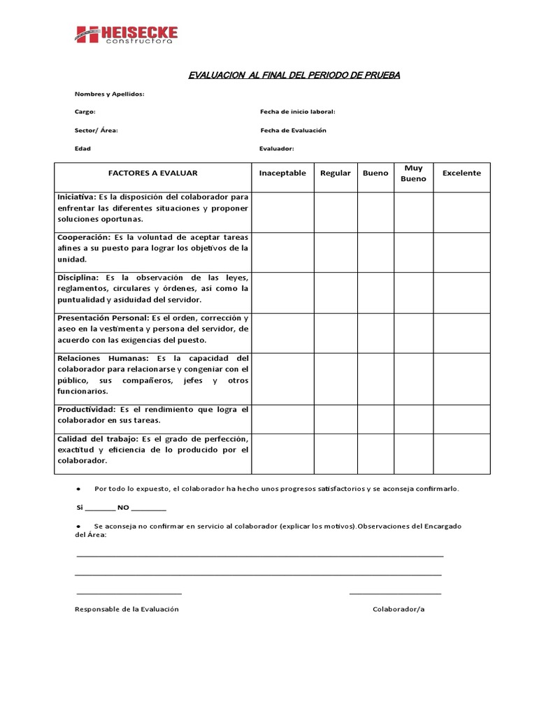Evaluacion Final Periodo de Prueba | PDF | Negocios | Finanzas y dinero
