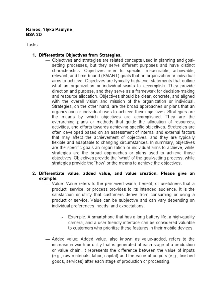 Business Strategies & Value Creation | PDF | Goal | Brand