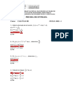 Prueba de Entrada: Curso: Calculo Iii Ciclo: 2022 - 1