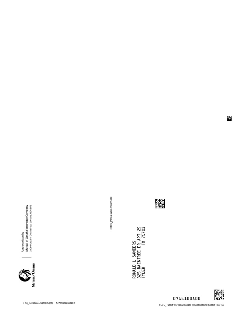 Insurance Policy Documentation for Ronald L Sanders PDF Insurance