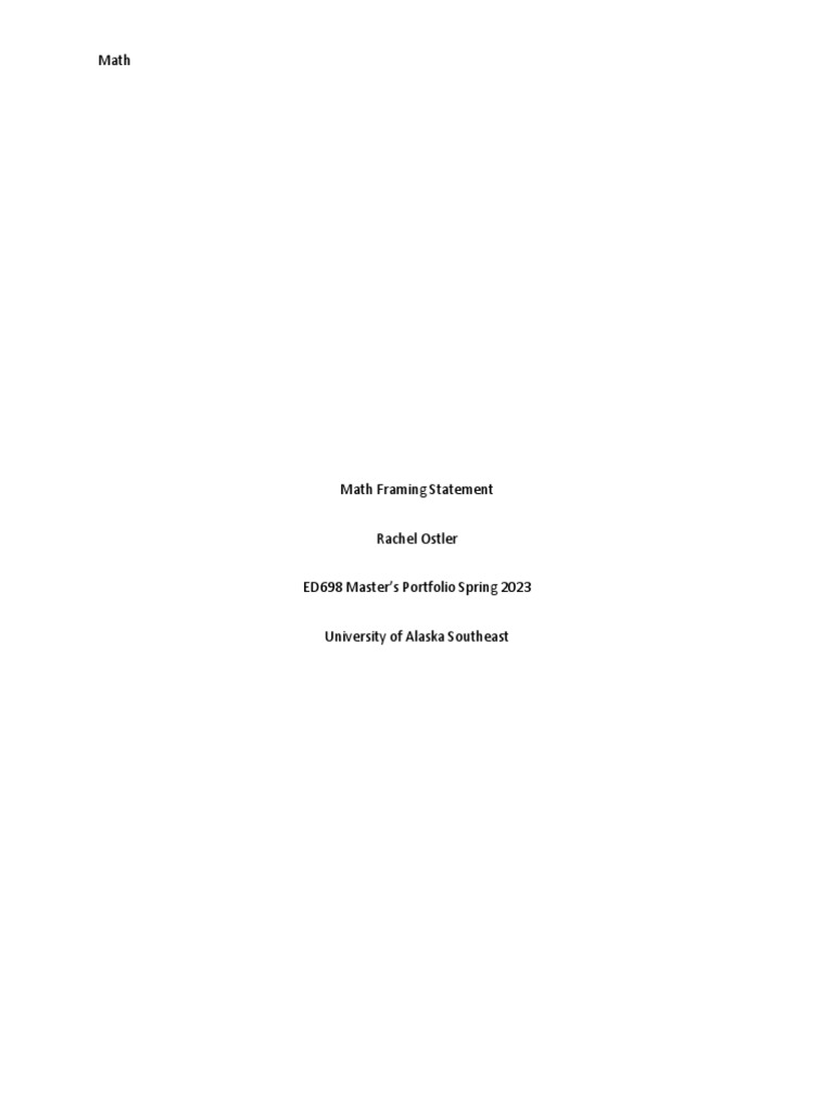Goal 4 5 Math Framing Statement PDF Mathematics Cognitive Psychology