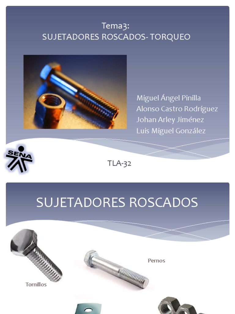 Sujetadores Roscados y Torqueo en Aeronáutica | PDF | Tornillo ...
