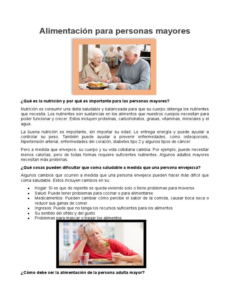 Alimentación para Personas Mayores | PDF | Alimentos | Nutrición