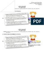 ¿Qué Aprendí? Clase N°04: I.-Pasos para Escribir Un Texto