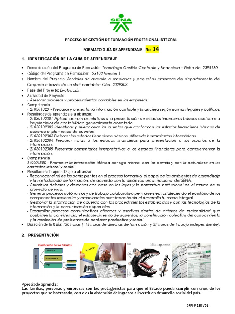 Guía de Aprendizaje: Gestión Contable y Tributaria | PDF | Impuestos ...